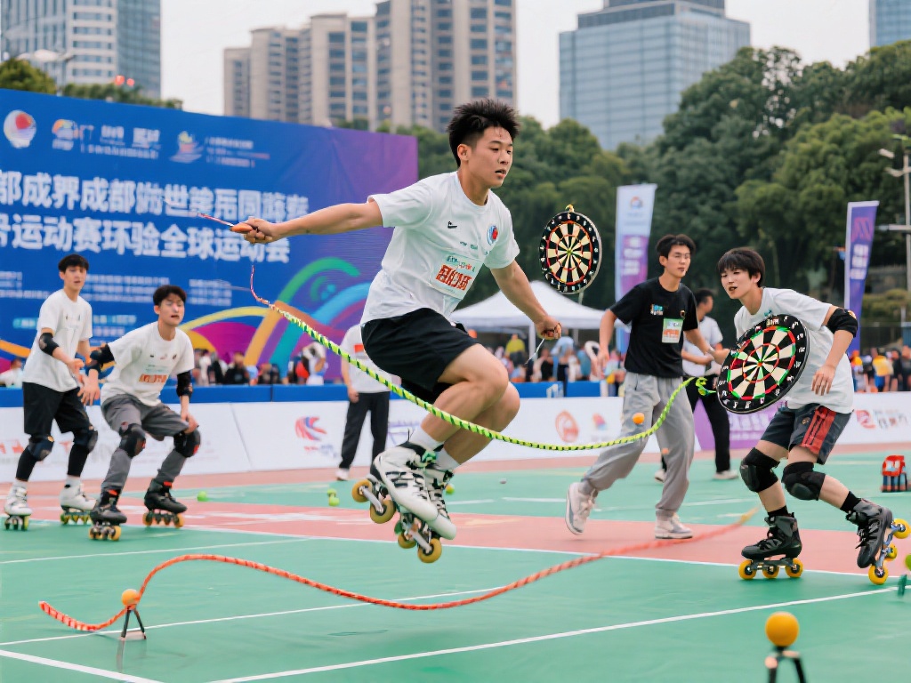 成都迎世运会倒计时百日发布会隆重举行 与传统赛事不同,世运会赛事涵括跳绳、轮滑