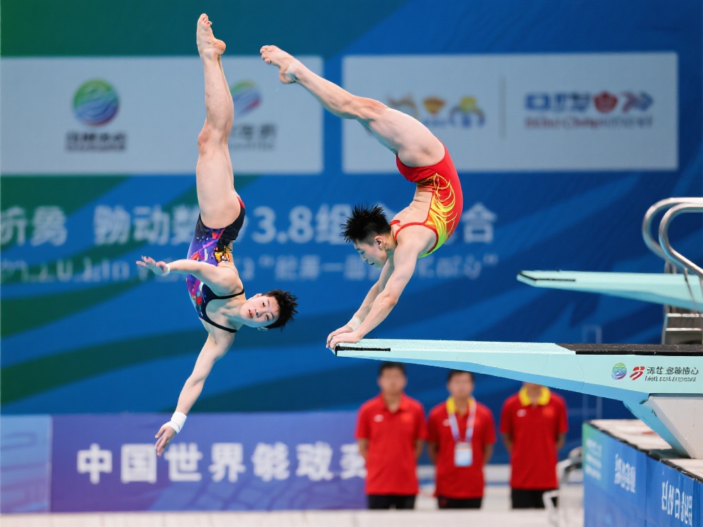中国新秀在男子双人3米板赛场脱颖而出 据统计,这对新人在比赛中完成了一套难度系